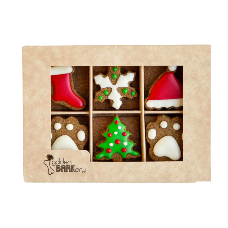 Coco & Pud Golden Barkery Christmas Dog Treats - 12 Dog Biscuits Box