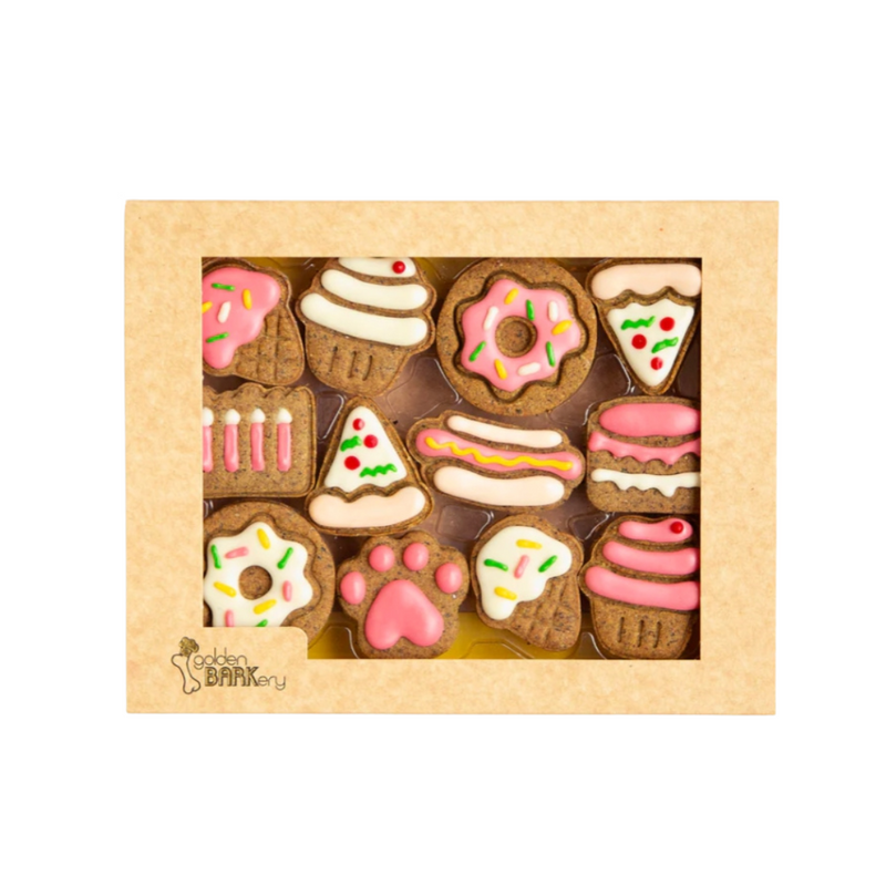 Coco & Pud Golden Barkery Dog Biscuits - Pink Celebration Box