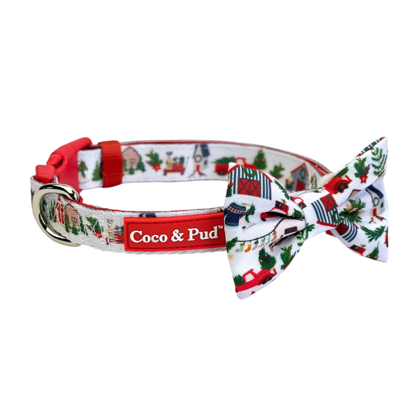 Coco & Pud Home for Christmas Dog Collar & Bowtie