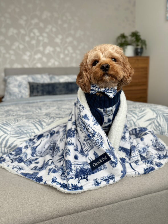 Toile de Chien Navy Luxe Pet Blanket