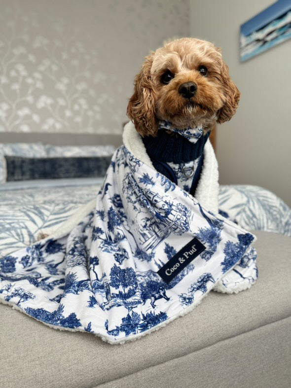 Toile de Chien Navy Luxe Pet Blanket