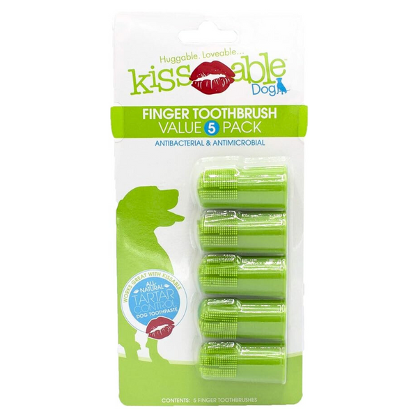 Coco & Pud - Kissable Dog Dental Finger Toothbrushes value pack of 5 - Kissable
