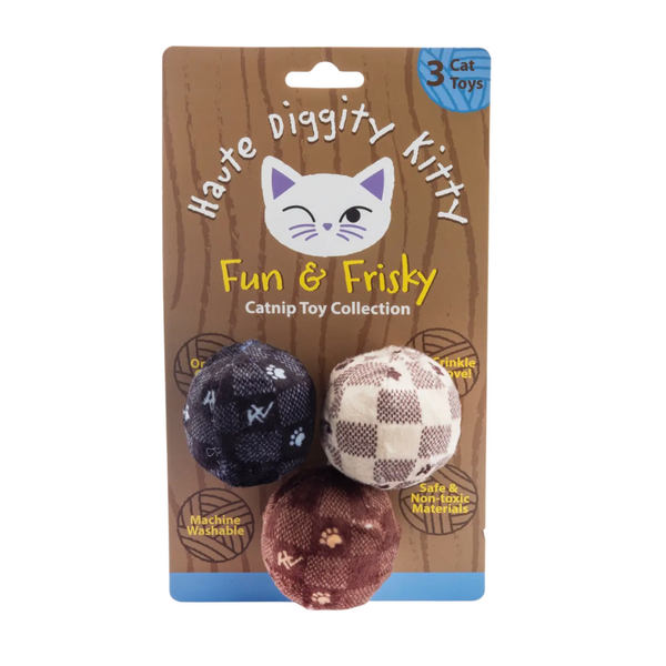Coco & Pud Kitty Vuiton Balls (Checker) Organic Catnip Cat Toys