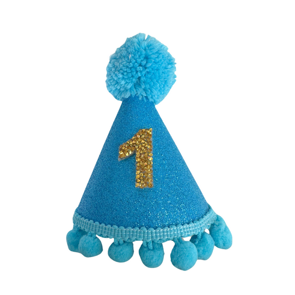 Coco & Pud Light Blue Birthday Gold Number Party Hat