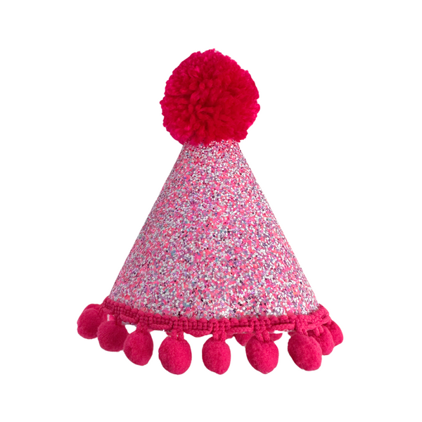 Coco & Pud Mixed Pink Glitter Dog Party Hat - Standard