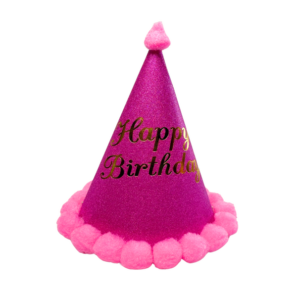 Pink Glitter Pet Party Hat