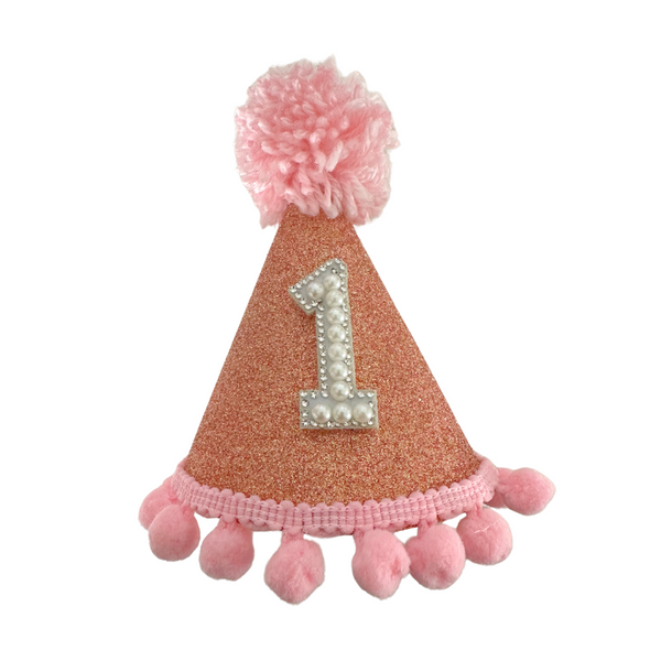 Coco & Pud Rose Gold & Pink Birthday Pearl Number Party Hat