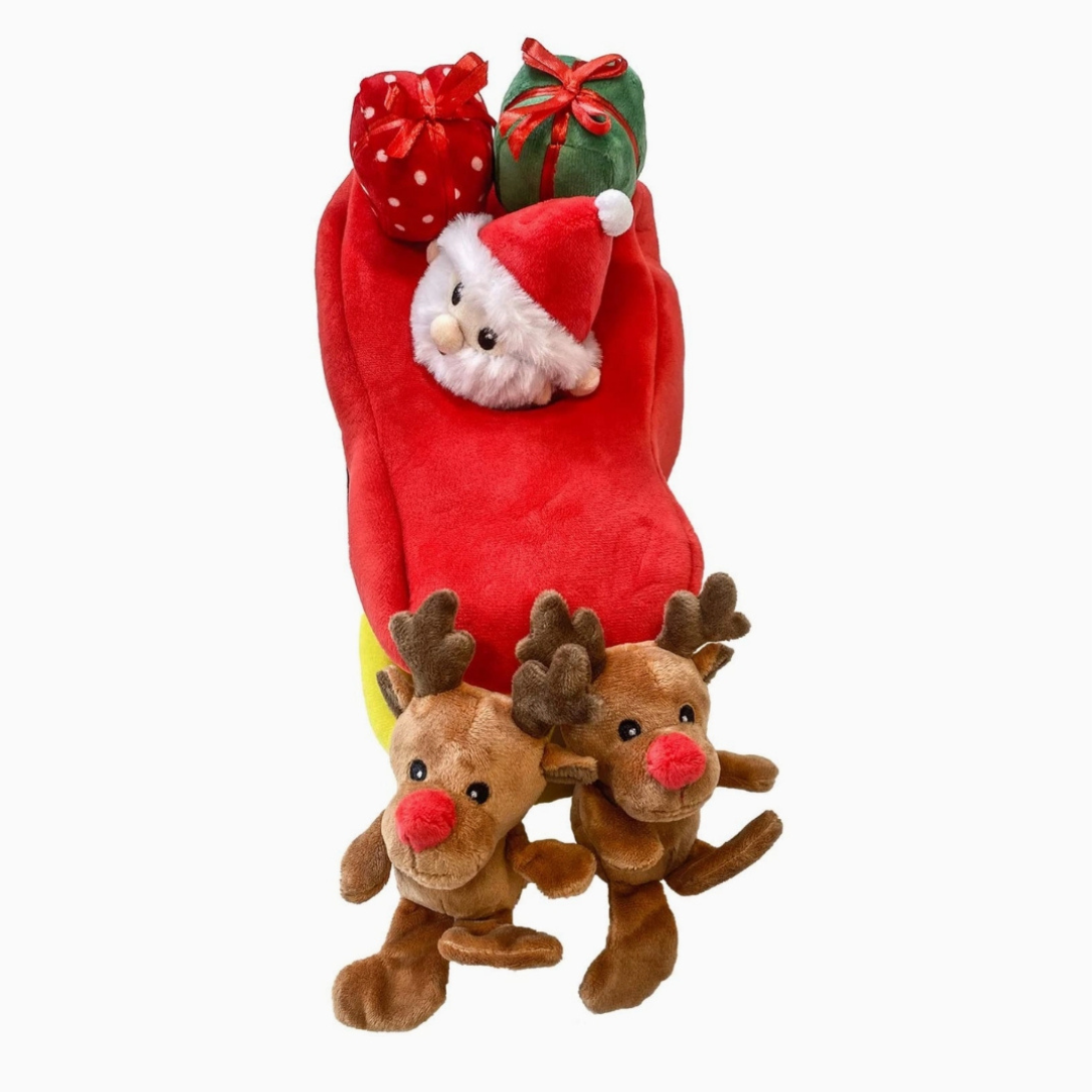 Coco and Pud Santa Sleigh Find A Toy Christmas Dog Toy