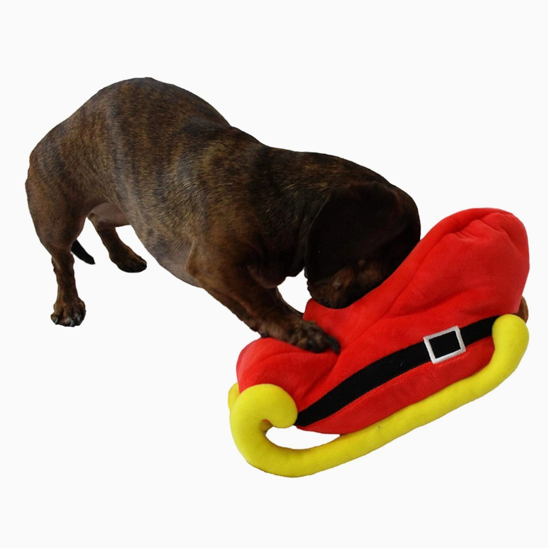 Coco and Pud Santa Sleigh Find A Toy Christmas Dog Toy