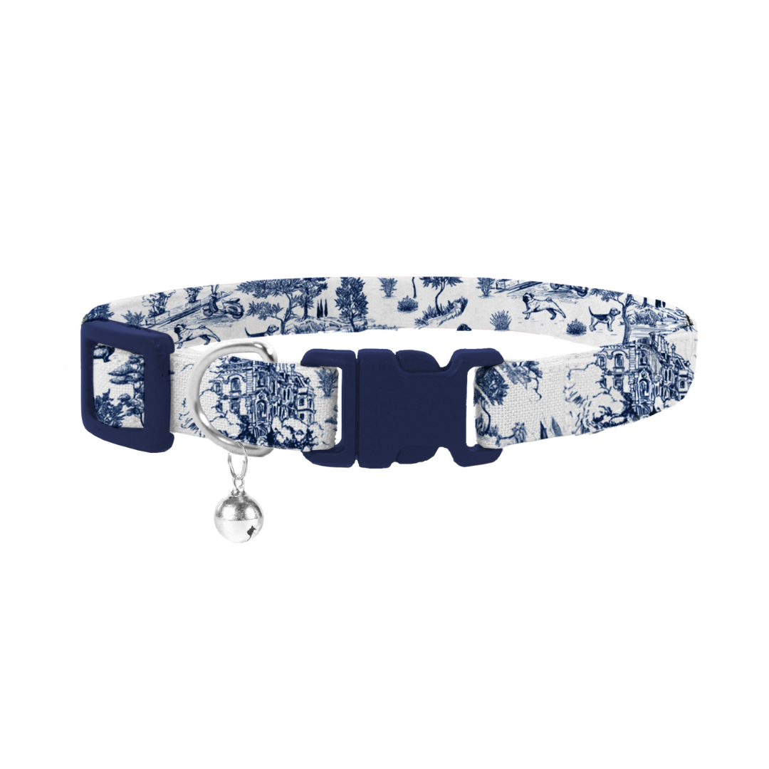 Toile de Chien Navy Cat Safety Collar & Bell