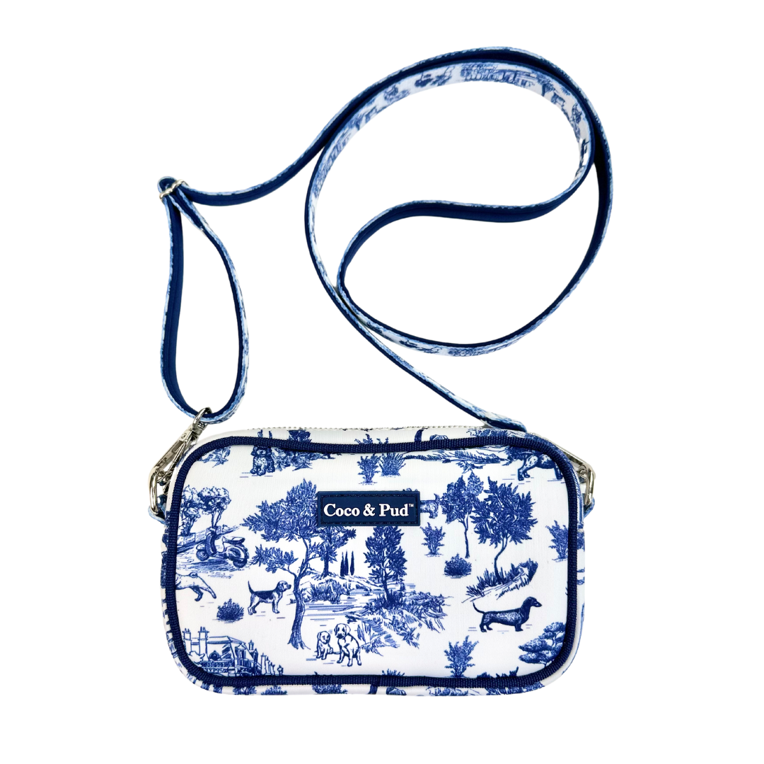 Coco and Pud Toile de Chien Navy'Dog Walking' Crossbody/Waist Bag
