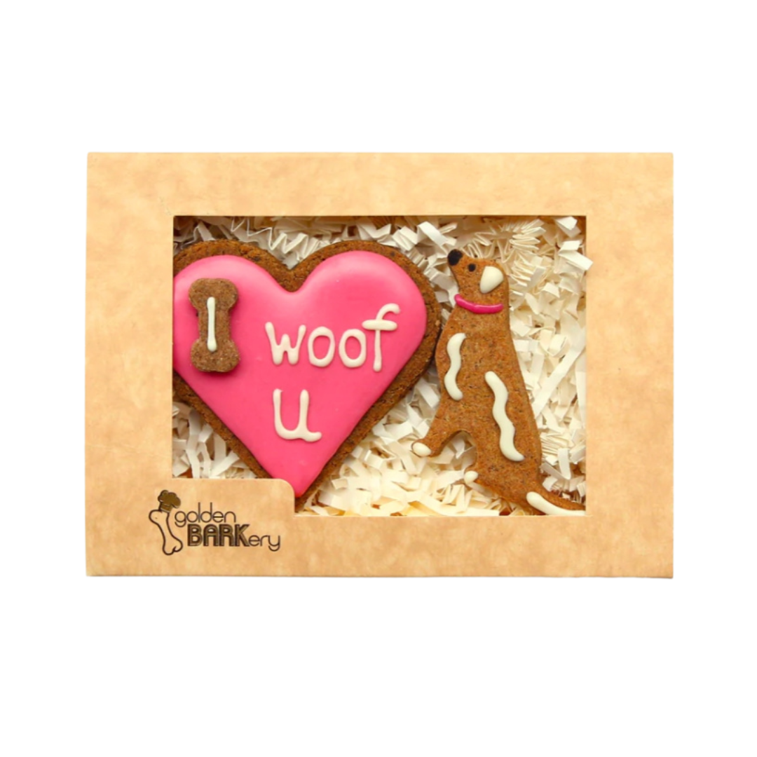 Coco & Pud Valentine's Day Dog Treats - I woof U Homemade Dog Biscuits Pink