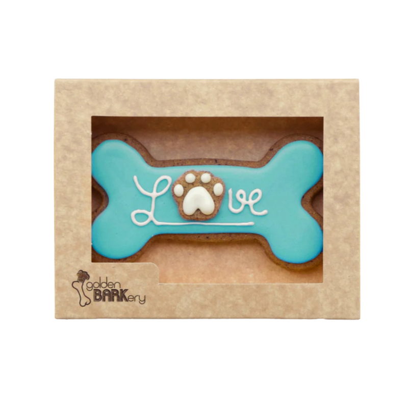 Coco & Pud Valentine's Day Dog Treat - LOVE Dog Bone Biscuit Blue