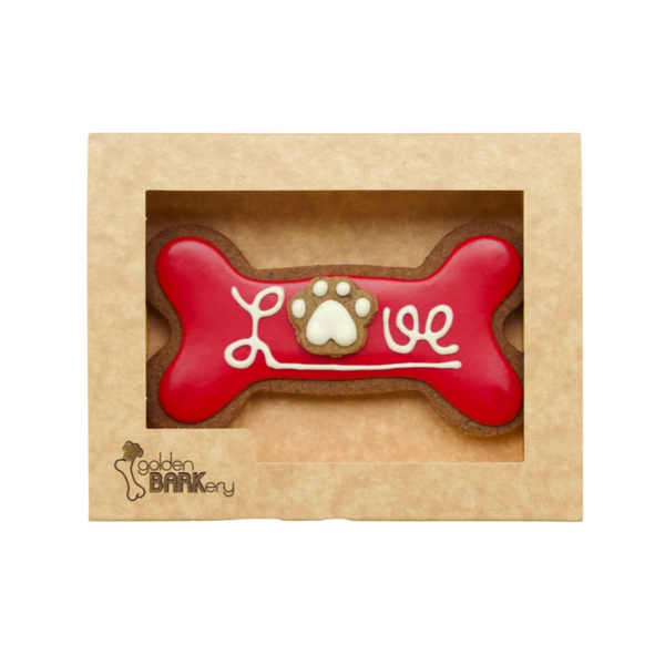Coco & Pud Valentine's Day Dog Treat - LOVE Dog Bone Biscuit Red