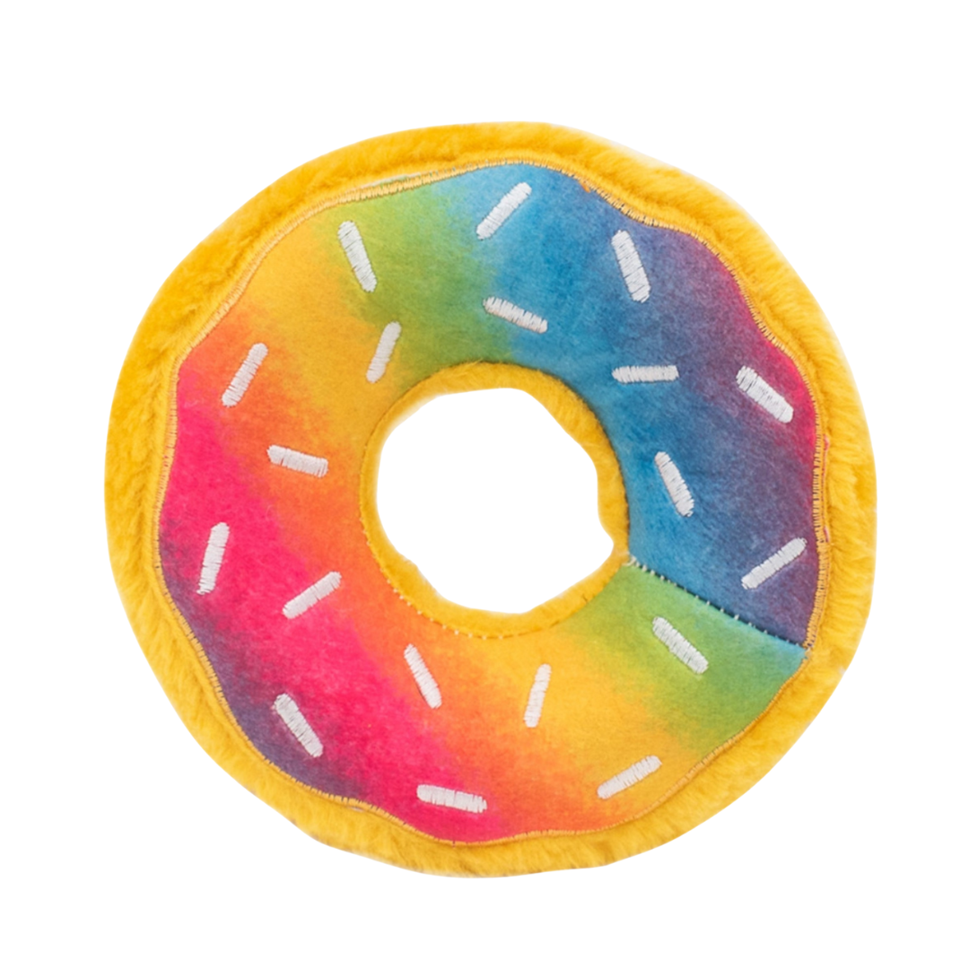 Coco & Pud Zippy Paws Plush Squeaker Dog Toy - Rainbow Donut