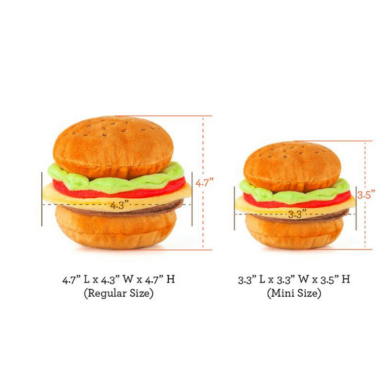 American Burger Dog Toy Size Chart - Coco & Pud