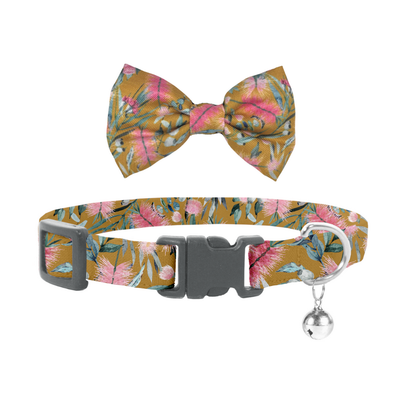 Coco & Pud Brush With nature Cat Collar & Bow tie