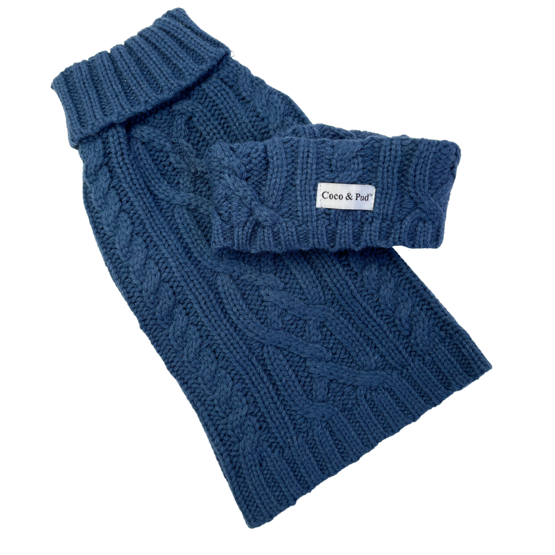 Coco & Pud Coco Cable Sweater & Snood - French Navy