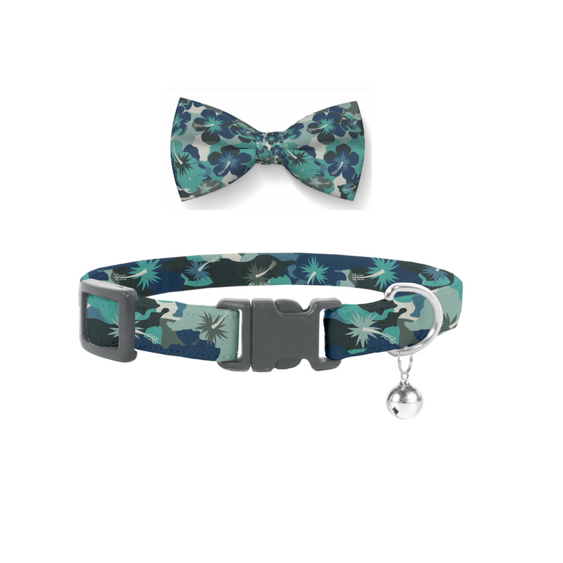 Camo Hibiscus Cat Safety Collar & Bell