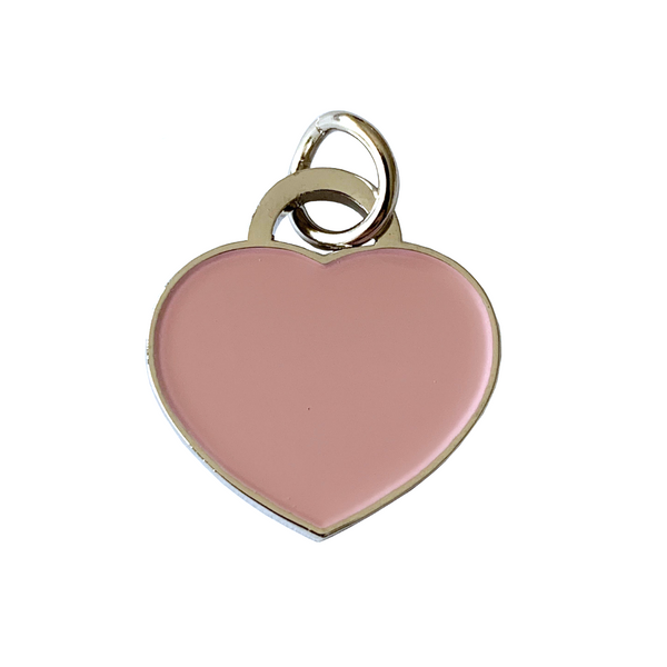 Coco & Pud Cat Heart ID Tag Silver Pink