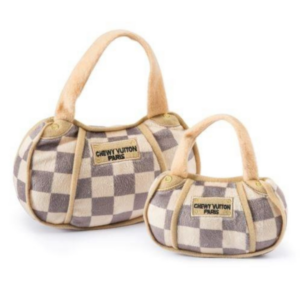 Checker Chewy Vuiton Bag Dog Toy - Coco & Pud