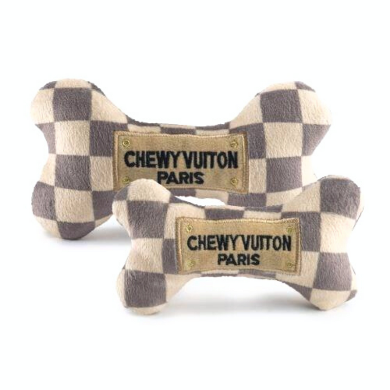 Checker Chewy Vuiton Bone Dog Toy – Coco & Pud