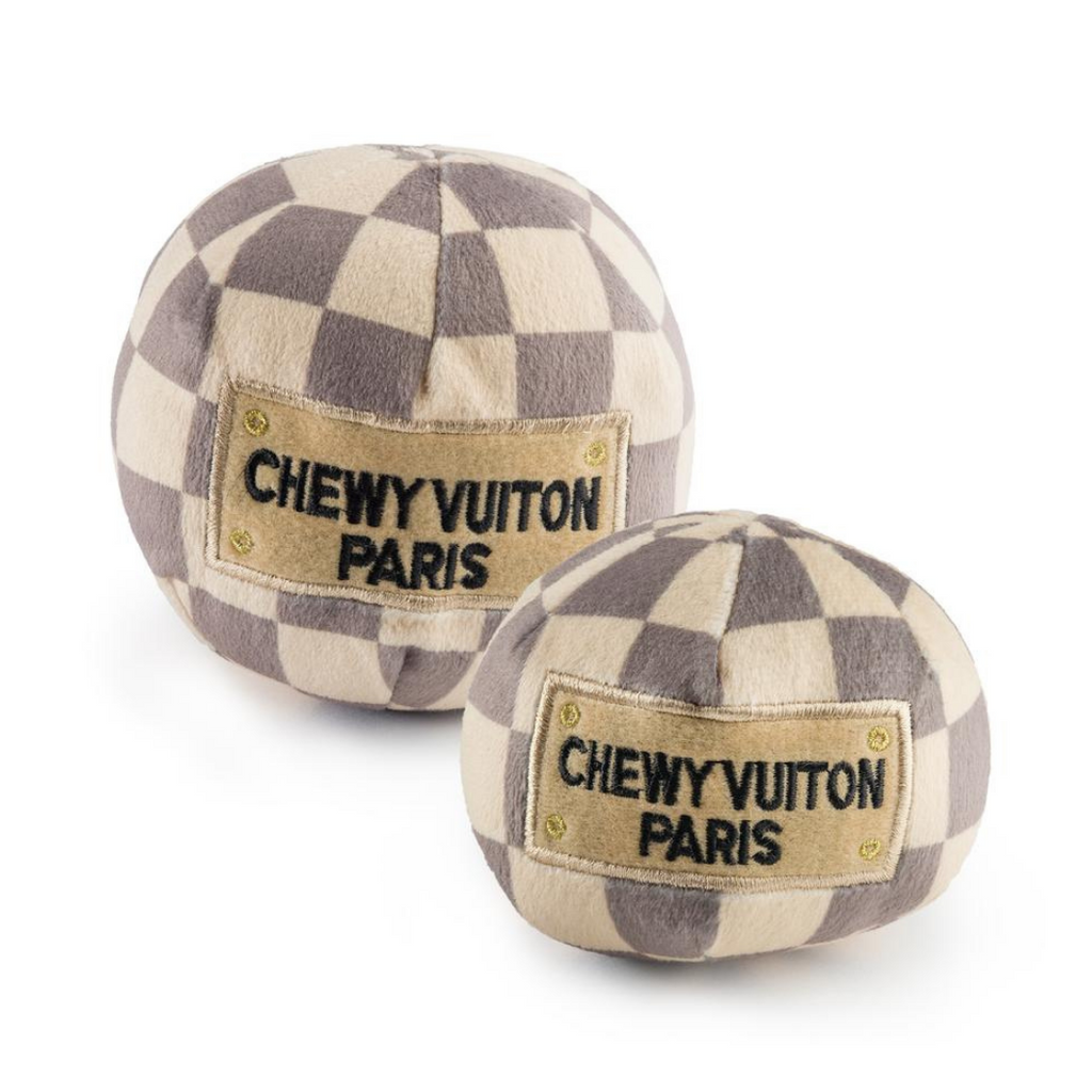 Checker Chewy Vuiton Ball Dog Toy Coco Pud