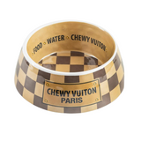 Checker Chewy Vuiton Dog Bowl - 3 Sizes
