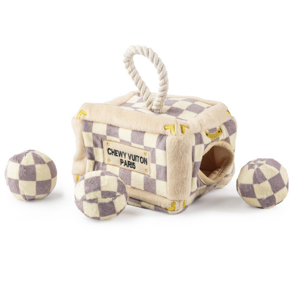 Coco & Pud Checker Chewy Vuiton Trunk Activity Toy - Haute Diggity Dog