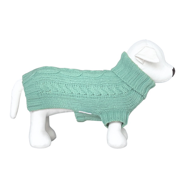 Coco Cable Dog Sweater - Azure