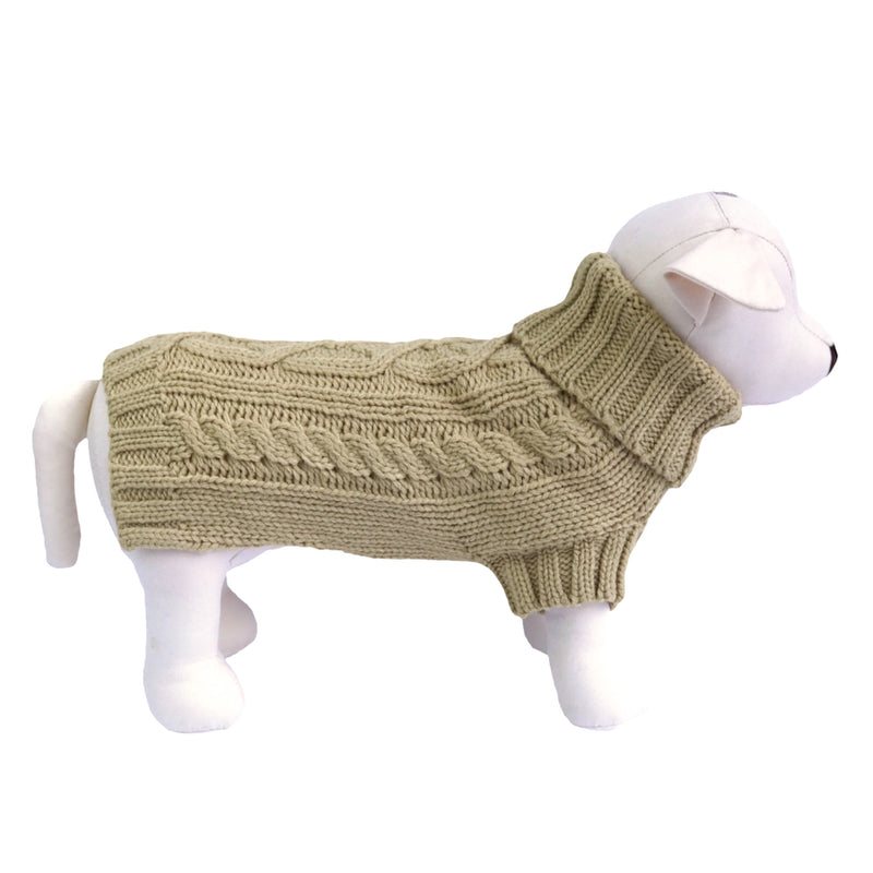 Coco & Pud Cable Knit Dog Sweater - Oatmeal