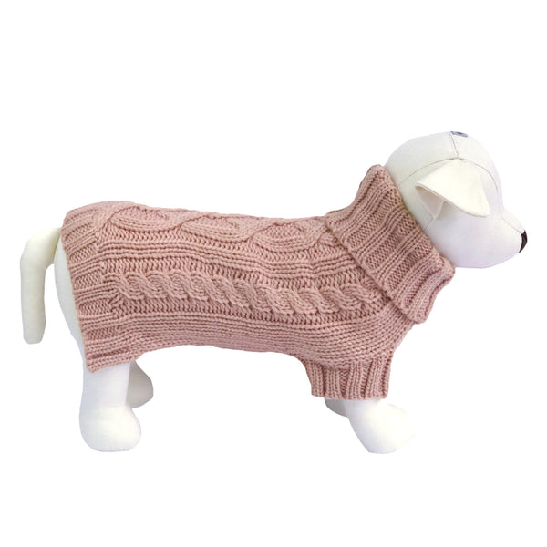 Coco & Pud Cabel Knit Dog Sweater - Rose