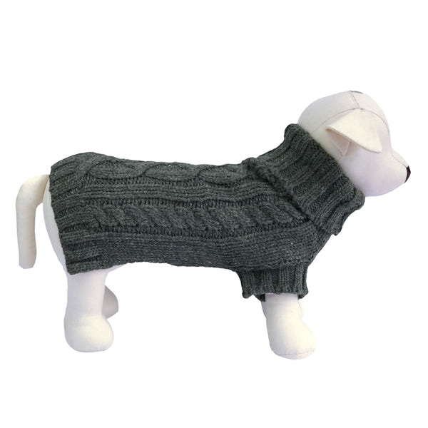 Coco & Pud Cable Dog Sweater - Slate Grey