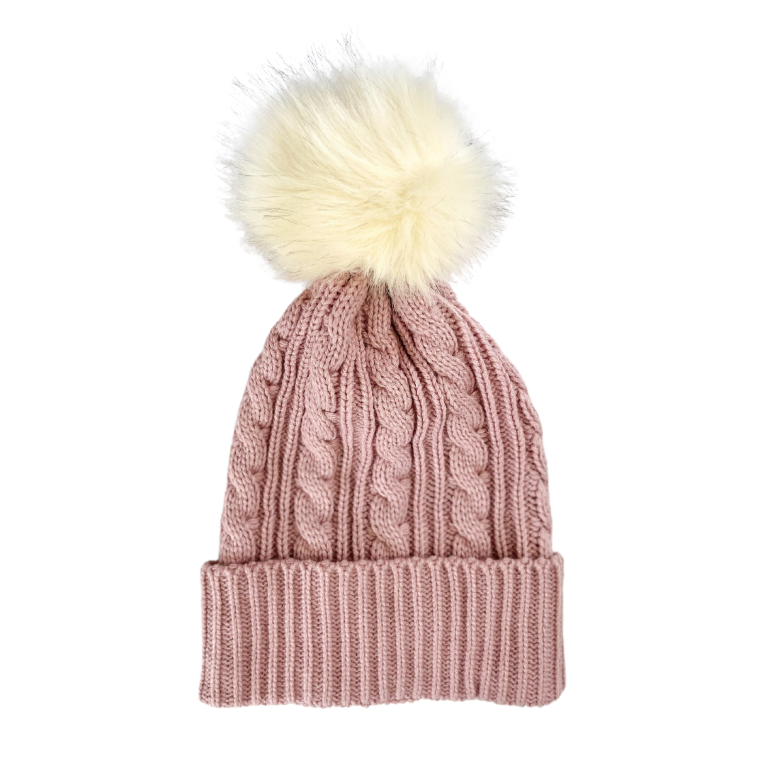 Coco & Pud Cable Wool Beanie - Rose