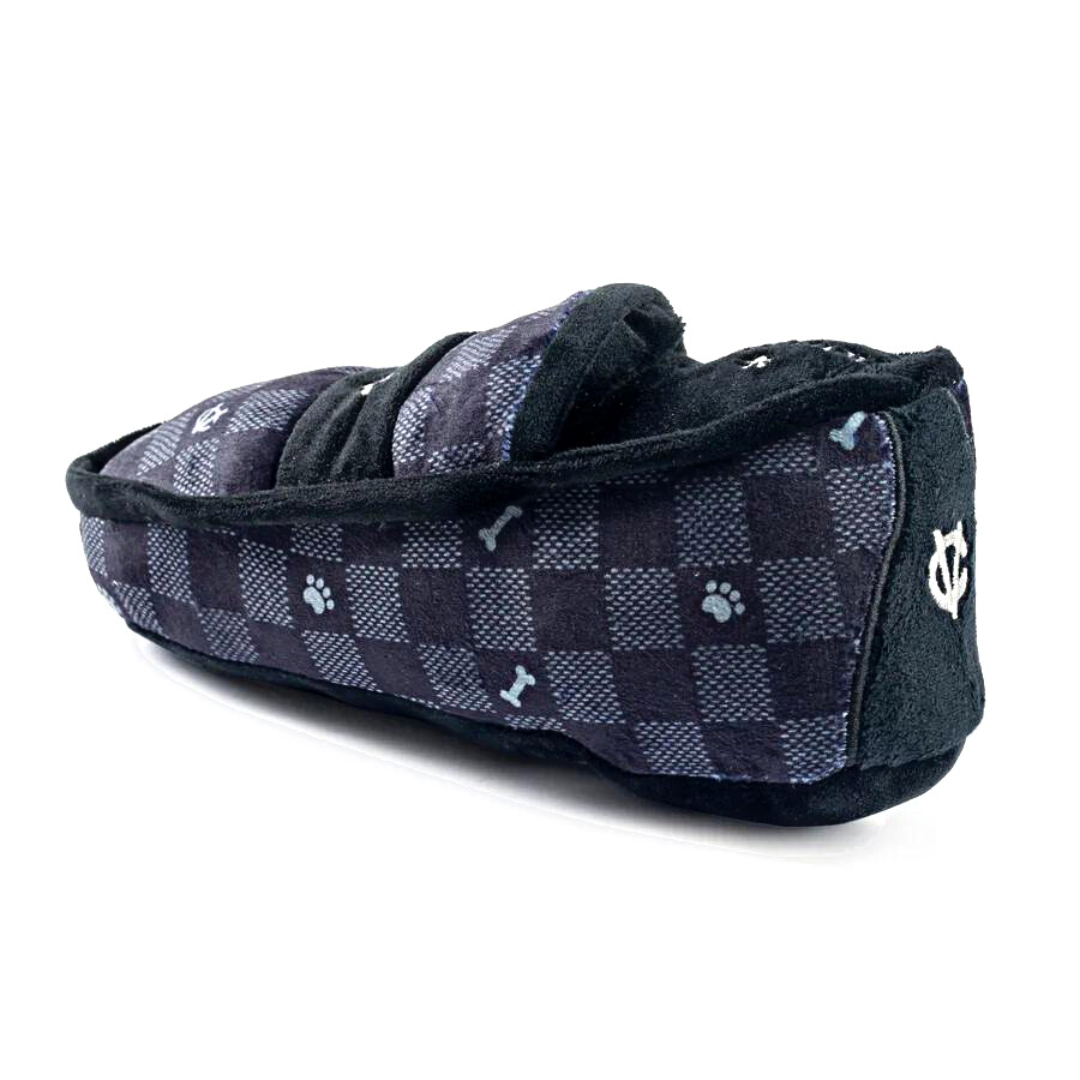 Coco & Pud Black Checker Chewy Vuiton Loafer Shoe dog Toy heel - Haute Diggity Dog