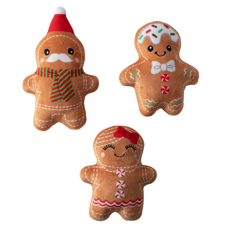 Coco & Pud Gingerbread Everything Set of 3 Mini Gingerbread Dog Toys - Fringe Studio