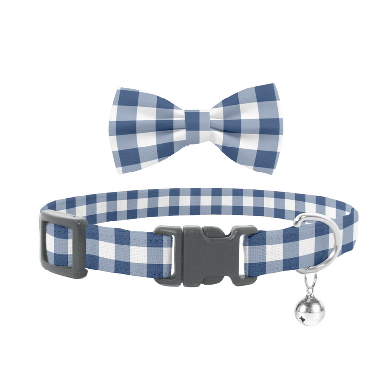 Coco & Pud Gingham French Rose Cat Collar & Bow tie