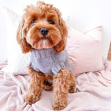 Cocobelle in Coco & Pud Coco Cable Pet Sweater Storm Grey