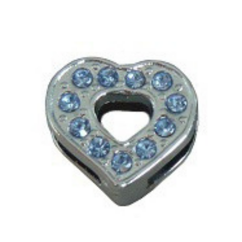 Crystal Heart Collar Slide Charm - Blue crystals - Coco & Pud