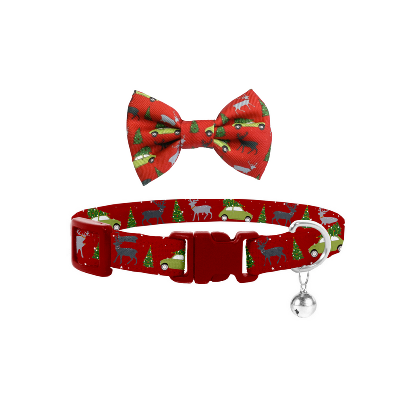 Coco & Pud Deck The Paws Cat Collar & Bow tie