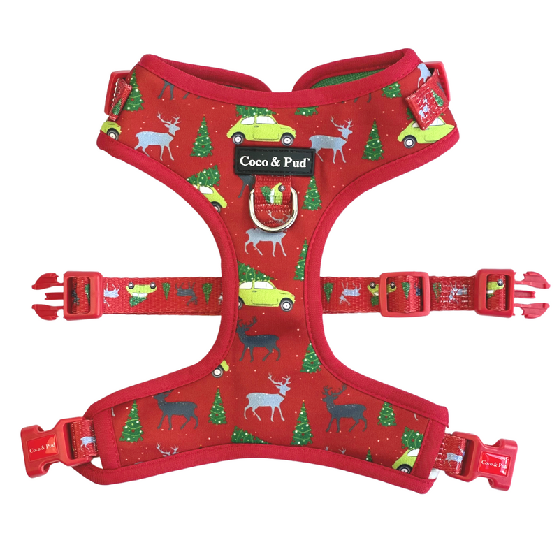 Coco & Pud Deck The Paws Christmas Dog Harness - front