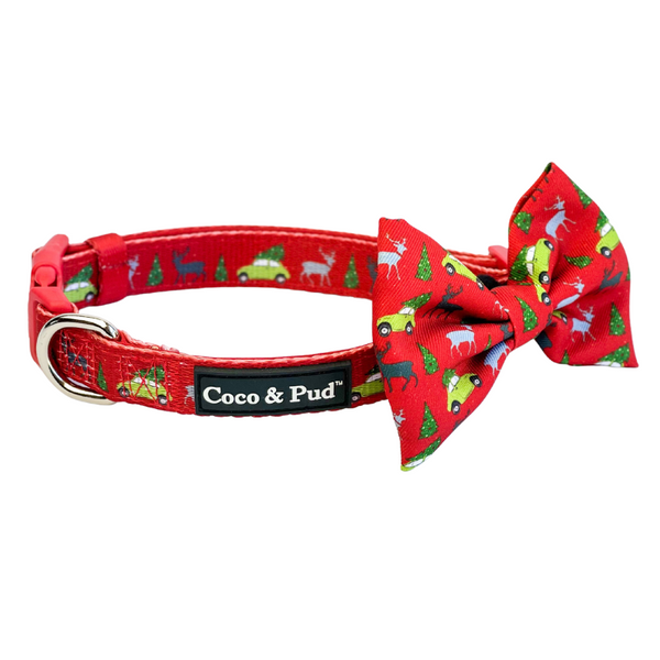 Coco & Pud Deck The Paws Christmas Dog Collar & Bow tie