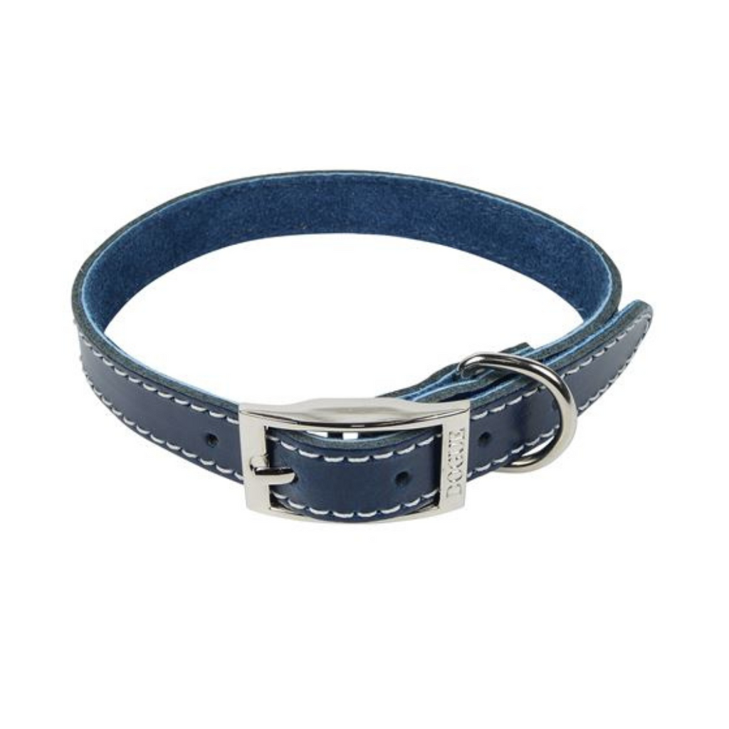 DOGUE Classic Stitch Leather Dog Collar - Navy - Australian Made – Coco &  Pud