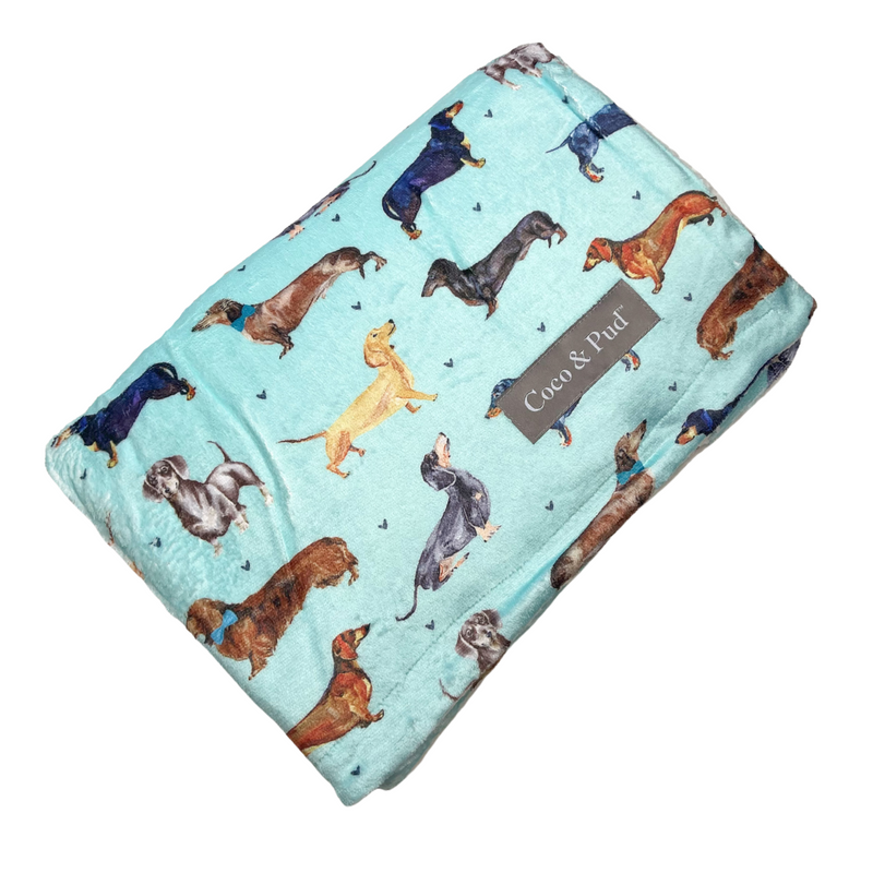 Coco & Pud Doxie Love Luxe Dog Blanket