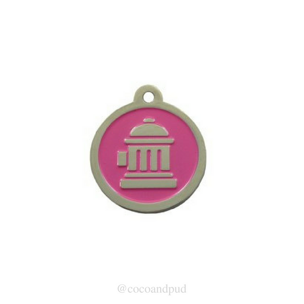 Fire Hydrant ID Tag - Pink & Silver - Coco & Pud