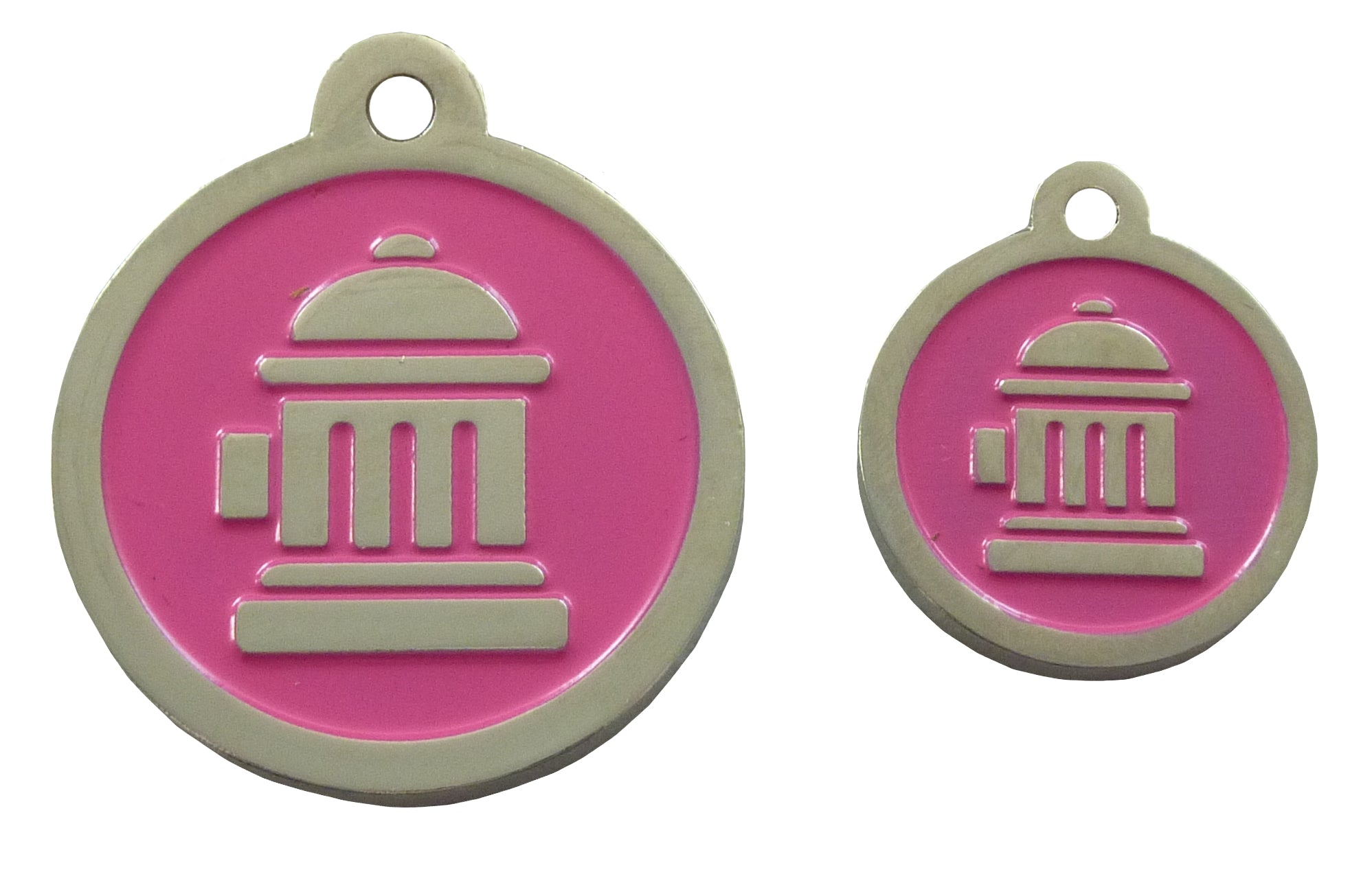 Fire Hydrant ID Tag - Pink & Silver - Coco & Pud