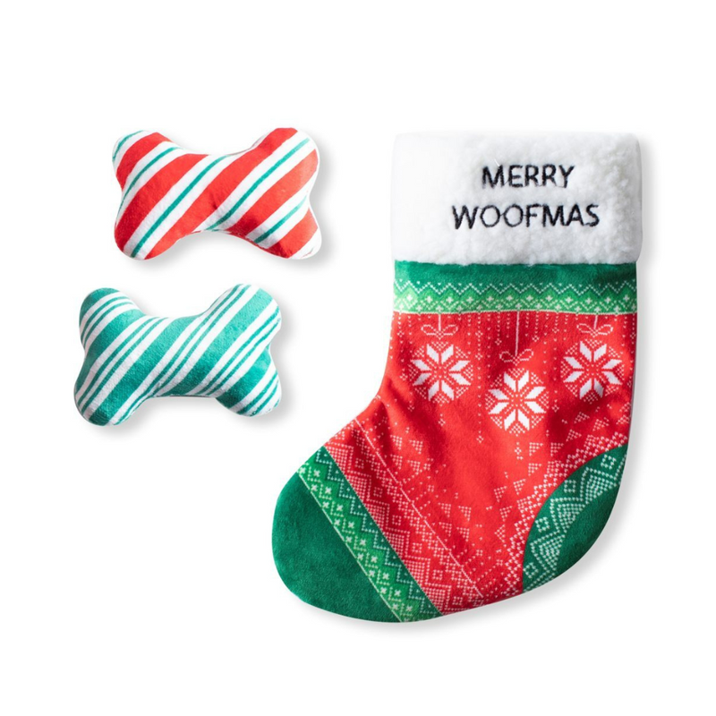 Coco & Pud Merry Woofmas Christmas Stocking Interactive dog toy - Fringe Studios