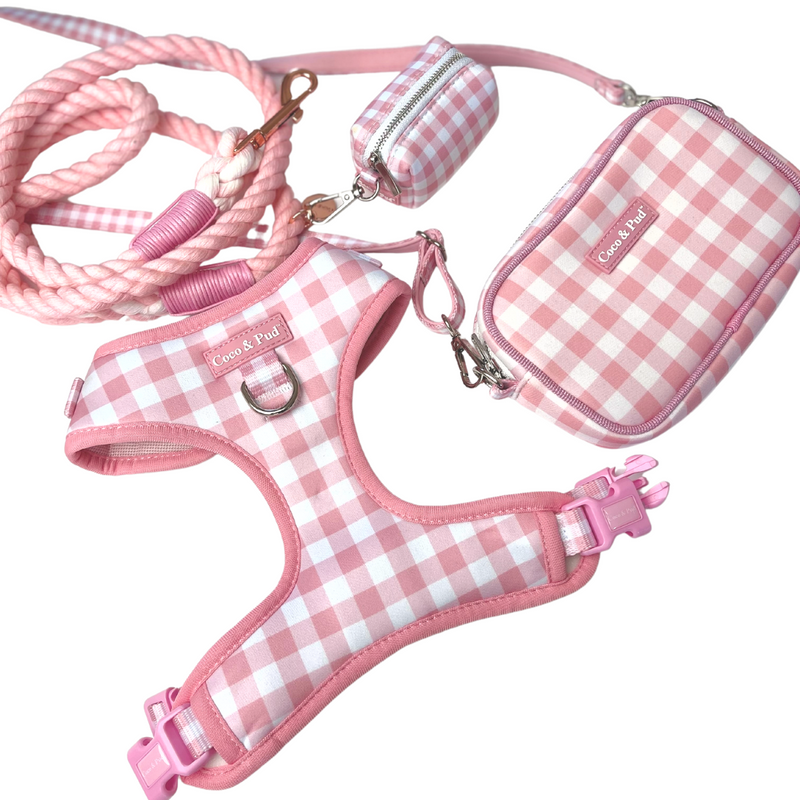 Gingham Rose Adjustable Dog Harness Coco Pud