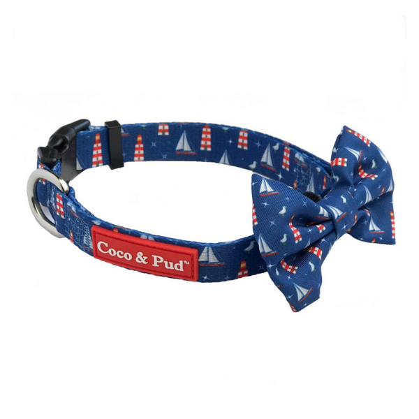 Coco & Pud Hamptons Dog Collar & Bowtie - Coco & Pud