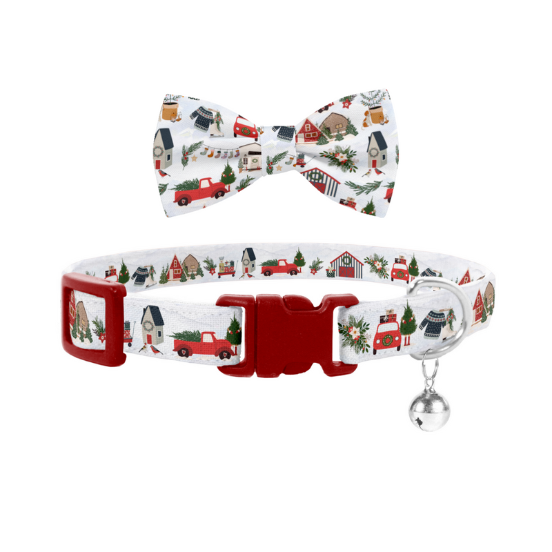 Coco & Pud Home For Christmas Cat Collar & Bow tie